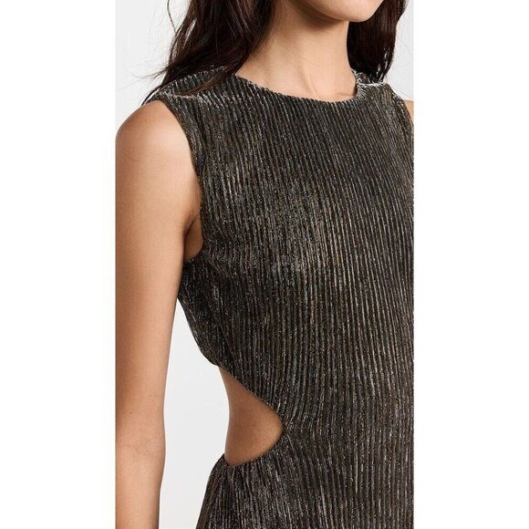 NWOT MINKPINK Emory Cut-out Ribbed Midi Dress Metal Black Gold Size XL - Picture 4 of 15